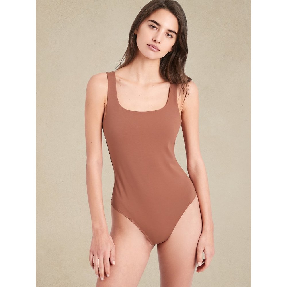 NWOT Banana Republic True Hues Scoop-Neck Thong Sleeveles Bodysuit MauveSize XS
